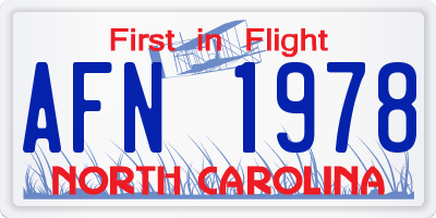 NC license plate AFN1978