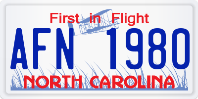 NC license plate AFN1980