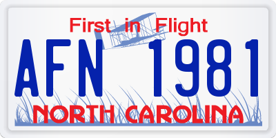 NC license plate AFN1981