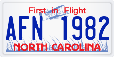 NC license plate AFN1982