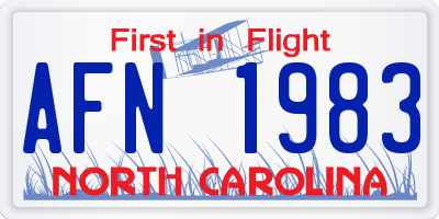 NC license plate AFN1983