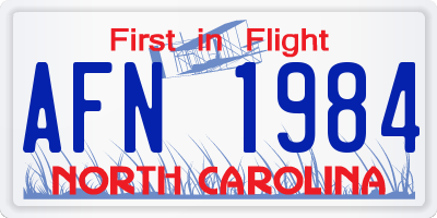 NC license plate AFN1984