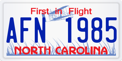 NC license plate AFN1985