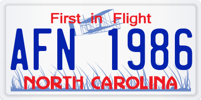 NC license plate AFN1986