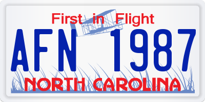 NC license plate AFN1987