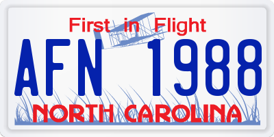 NC license plate AFN1988