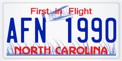 NC license plate AFN1990