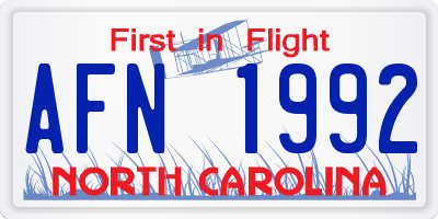 NC license plate AFN1992