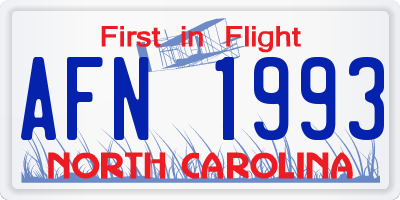 NC license plate AFN1993