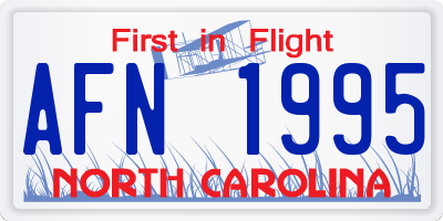 NC license plate AFN1995