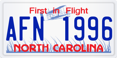 NC license plate AFN1996