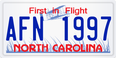 NC license plate AFN1997