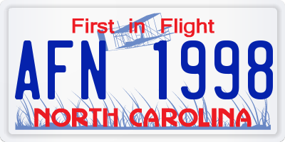 NC license plate AFN1998