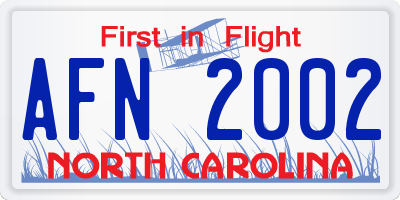 NC license plate AFN2002