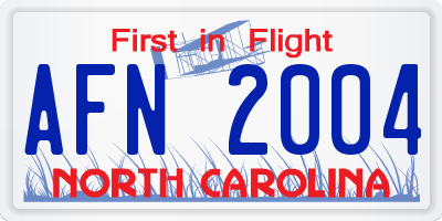 NC license plate AFN2004