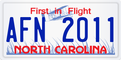 NC license plate AFN2011