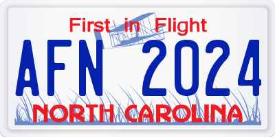 NC license plate AFN2024