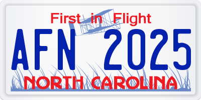 NC license plate AFN2025