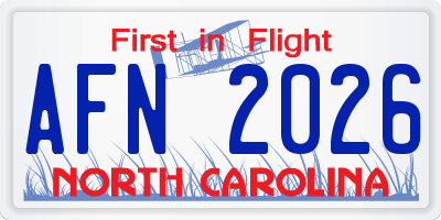 NC license plate AFN2026