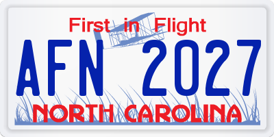 NC license plate AFN2027
