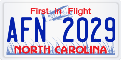 NC license plate AFN2029