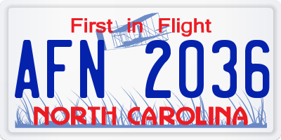NC license plate AFN2036