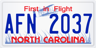 NC license plate AFN2037