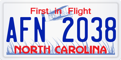 NC license plate AFN2038
