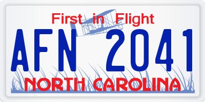 NC license plate AFN2041