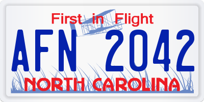 NC license plate AFN2042