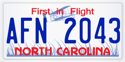 NC license plate AFN2043