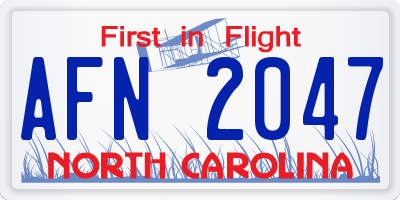 NC license plate AFN2047