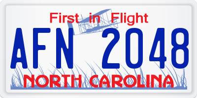 NC license plate AFN2048