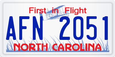 NC license plate AFN2051
