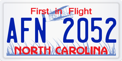 NC license plate AFN2052