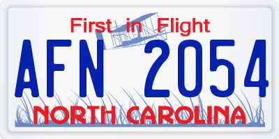 NC license plate AFN2054