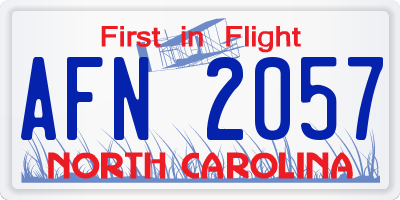 NC license plate AFN2057