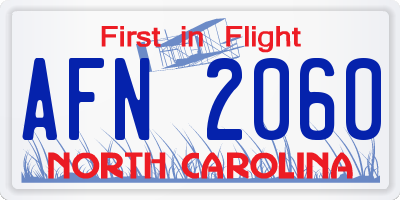 NC license plate AFN2060