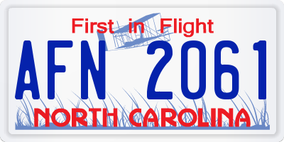 NC license plate AFN2061