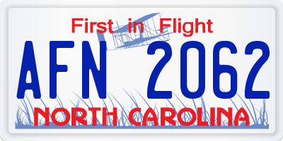NC license plate AFN2062