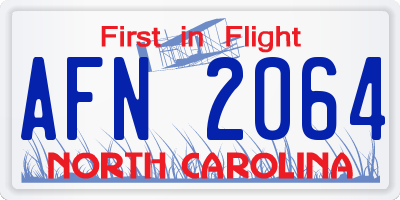 NC license plate AFN2064
