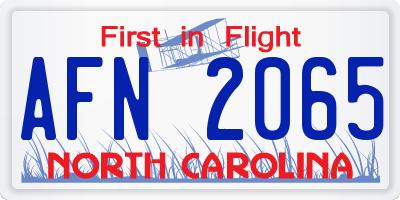NC license plate AFN2065