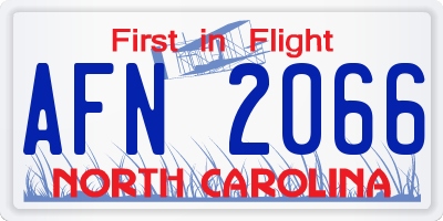 NC license plate AFN2066
