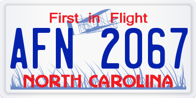 NC license plate AFN2067