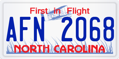 NC license plate AFN2068