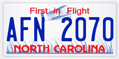 NC license plate AFN2070