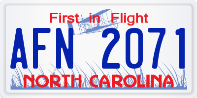NC license plate AFN2071