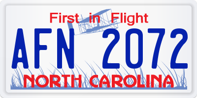 NC license plate AFN2072