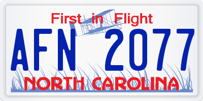 NC license plate AFN2077