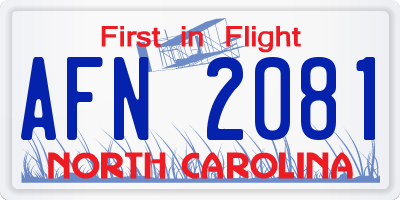 NC license plate AFN2081